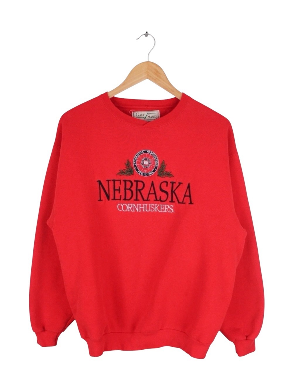 Vintage Nebraska Cornhuskers Sweatshirt Red Embroidered Crewneck Size Medium